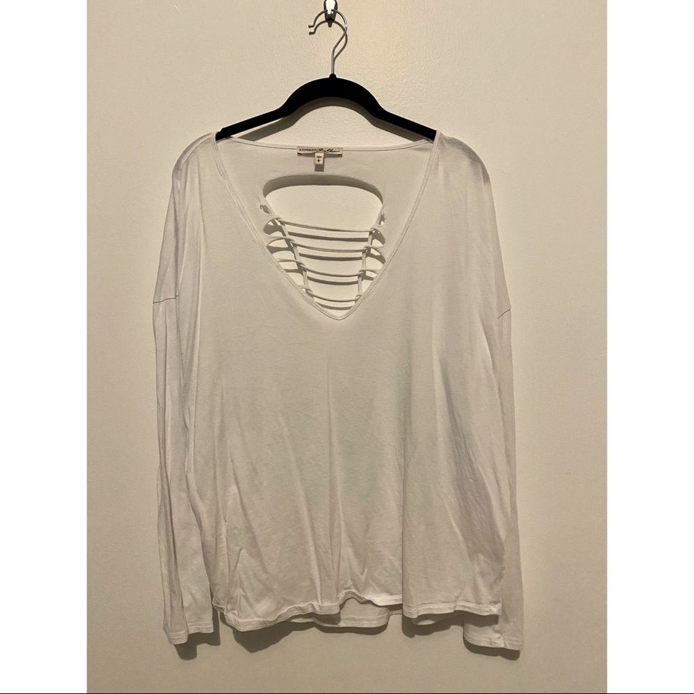 Express Open Back Long Sleeve White Shirt